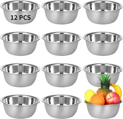 12pc Stainless Prep Bowls, Stackable Dishwasher Safe Kitchen Mixing Bowls | by Anjetan