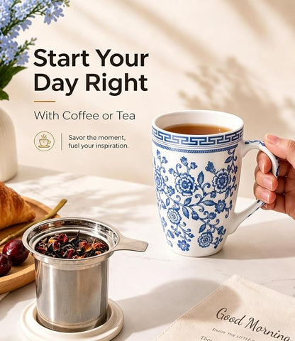 AmorArc Tea Cup With Infuser and Lid, 18oz Loose Leaf Tea Mug With Steeper | - Image 3