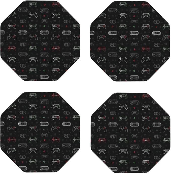 Retro Video Game for Leather Coasters Set of 4, Tabletop Protection Drink - Image 5