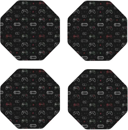 Retro Video Game for Leather Coasters Set of 4, Tabletop Protection Drink - Image 5