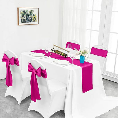 10-Pack Hot Pink Satin Table Runner 12 x 108 Inch Long Fuchsia Bright and - Image 6