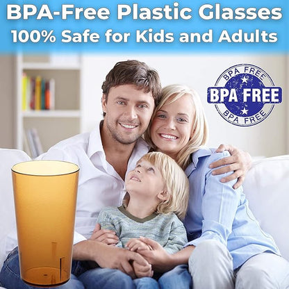 Restaurant Grade, BPA-Free 12oz Amber Plastic Cups 6pk. Super Durable, Break - Image 3