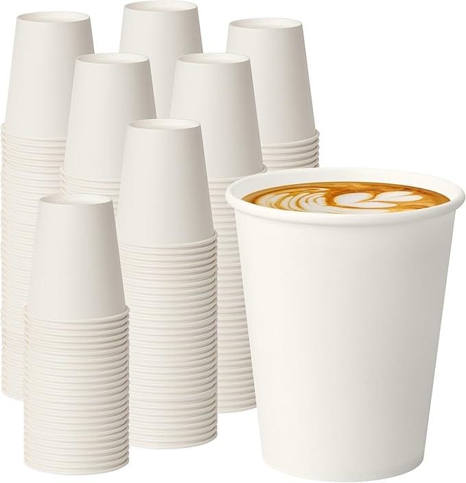 8 oz White Paper Coffee Cups, Disposable Hot Cups by PACKINNO