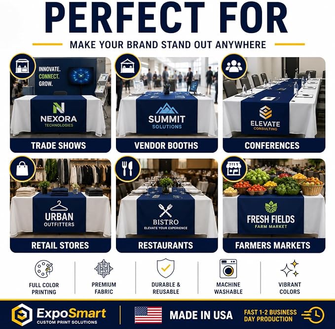Custom Table Runner with Business Logo, Ships Next Day, Made in USA - Image 3