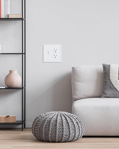 2-Pack Combo Toggle/Duplex Light Switch Cover Plate, Pure White Wall Outlet Cover Plate, Decorative Wall Receptacle Cover for Electrical Outlets, Light Switch, Durable Solid Zinc Alloy
