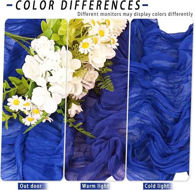 8 Pack Royal Blue Cheesecloth Table Runner 17x108 inch Boho Gauze Cheese Cloth - Image 5