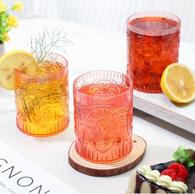Qinyoung 48 Plastic Vintage Drinking Glasses 8.5oz Stemless Retro Embossed Wine - Image 6