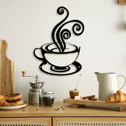 Oubasa Metal Coffee Cup Wall Decor, Minimalist Cafe Themed - Image 2