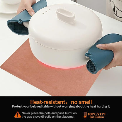 Vinyl Placemats Set of 4 Faux Leather 100% Waterproof Wipeable Washable Place Mats Heat Resistant Easy Clean Non-Slip Table Mats for Indoor Outdoor. (4, Coral)