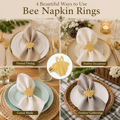 ALPHA Living HOME 12 Pcs Modern Bee Napkin Rings - Image 8