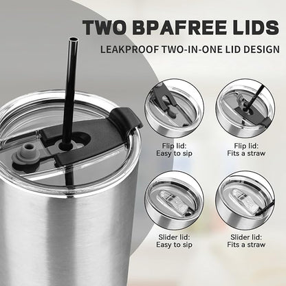40 oz Tumbler with Lids and Straws, Stainless Steel Insulated Coffee Tumbler - Image 6