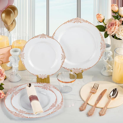 Bestluck 175PCS Rose Gold Disposable Dinnerware - Image 4