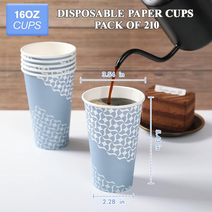 MUCHII 16 oz Coffee Cups, Disposable Paper Cups 210 Count, Disposable Cups | - Image 4