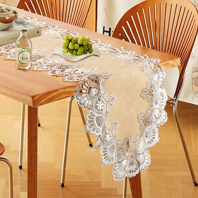Lace Table Runner, Waterproof Oil-Proof PU Leather Table Runner - Image 5