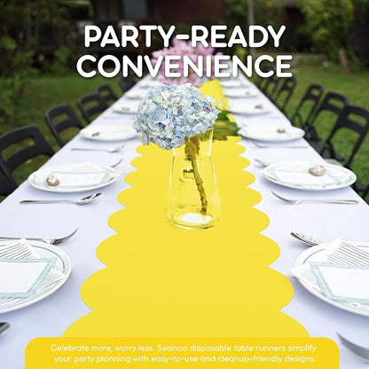 Yellow Scallop Table Runner, Disposable Plastic, 5 Pack - Image 3