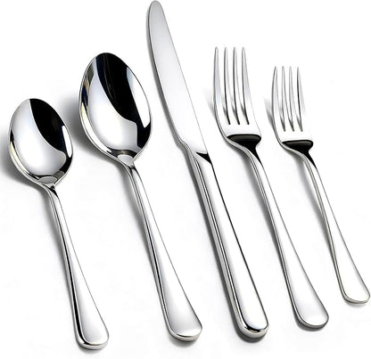 KIKCOIN 60 Pack Silverware Set for 12, Heavy Duty Stainless Steel Flatware Set, Mirror Polished Forks and Spoons Knife Set, Dishwasher Safe Cutlery Utensils Set for Home Kitchen Restaurant Wedding