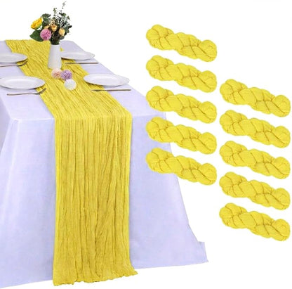 10 Pack Yellow Cheesecloth Table Runner 9FT Cheese Cloth Boho Gauze Fabric by RestfulGlow