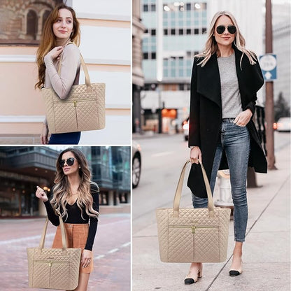 LOVEVOOK Laptop Bag for Women 15.6 inch, Diamond Quilted Work Tote Bags Womens - Image 2