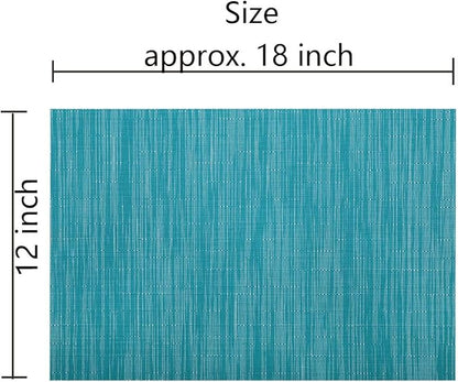 SHACOS Woven Vinyl Placemats Set of 4 Wipe Clean PVC Heat Resistant Place Mats Durable Waterproof Stain Resistant Indoor Outdoor Table Mats (4, Teal Blue)