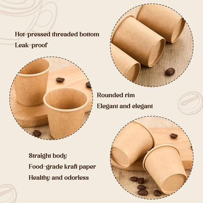 Mini Coffee Cups Disposable Brown Paper Cups Hot or Cold Beverage Cup Mouthwash - Image 3