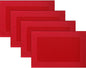 Vinyl Placemats Heat-Resistant Table Mats Washable Easy Clean Plastic Placemats for Dining Table Set of 4 (Red)