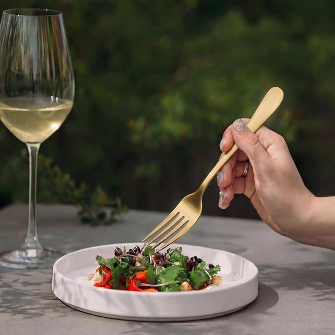 LIANYU 20 Piece Matte Gold Silverware Set, Stainless Steel Gold Flatware | - Image 4