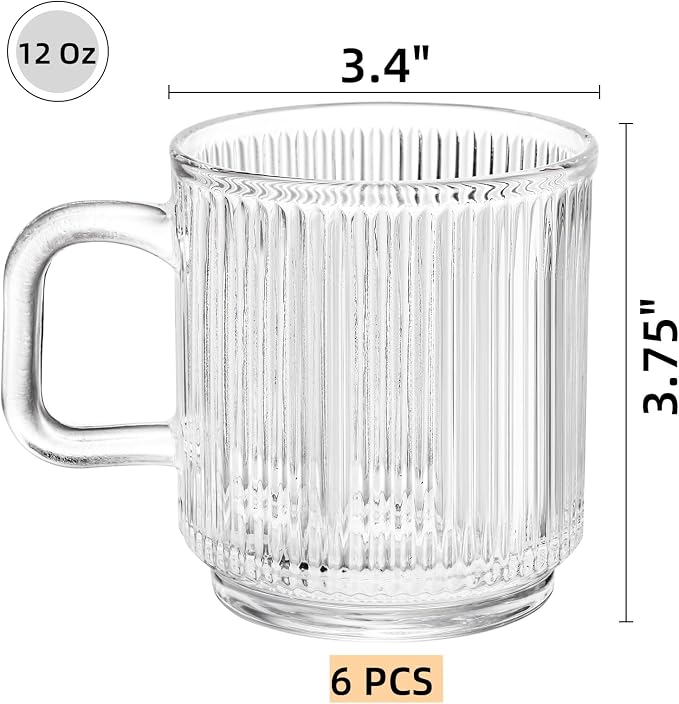 Noamus 6 Pack Premium Glass Coffee Mugs - Image 2