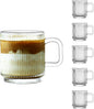 Glass Coffee Mugs 6 Pack - 12 OZ Premium Coffee Cups - Classic Vertical Stripes by binsakao