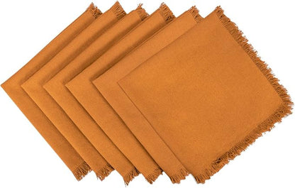 DII Everyday Collection, Fringed Solid Tabletop, Napkin Set, Pumpkin Spice by DII