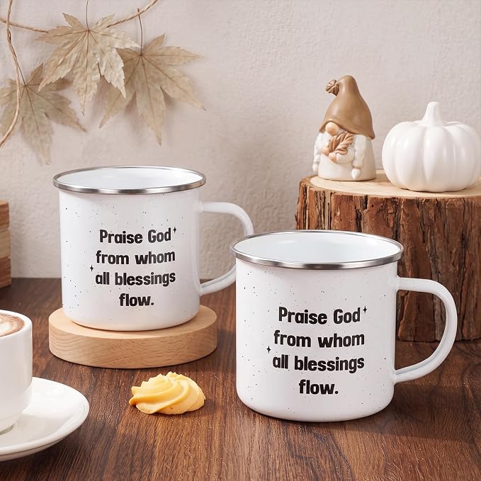 Willinglong Praise God Campfire Mug 12 oz Doxology Enamel Coffee Mug Holiday - Image 4