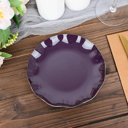 Efavormart 10 Pack | Purple 6" Round Plastic Dessert Salad Plates, Disposable - Image 9