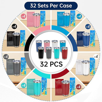 IEOVIEE 32 Pack 20oz Stainless Steel Insulated Bulk Tumblers - Image 2