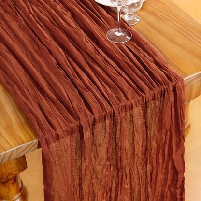 DeZerlor Terracotta Cheesecloth Table Runners 6 Pack Fall Runners | 120Inch - Image 2