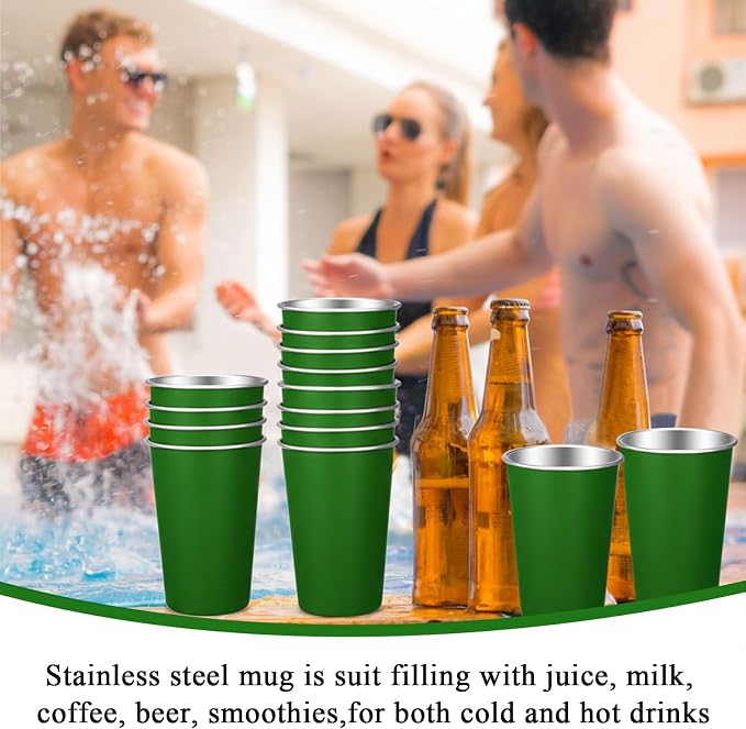 Mimorou 20 Pack 16 oz Stainless Steel Pint Cups Metal Cups Unbreakable Drinking - Image 5
