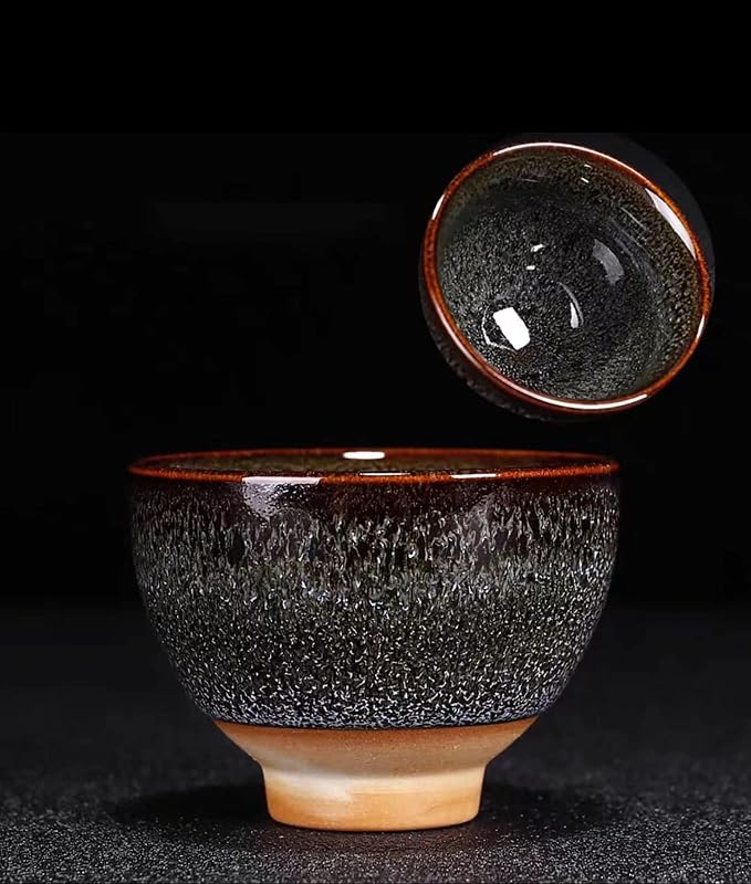 Dark Brown Ceramic Kung Fu Tea Set of 6, Japanese & Chinese Tea Cups, Sake Cup - Image 7