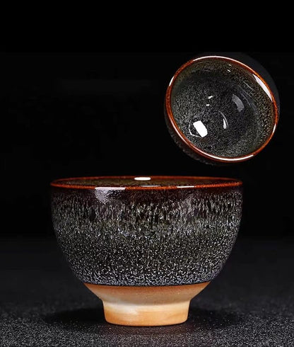 Dark Brown Ceramic Kung Fu Tea Set of 6, Japanese & Chinese Tea Cups, Sake Cup - Image 7