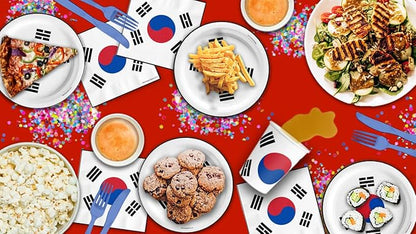 South Korean Flag Birthday Party Supplies Set Plates Napkins Cups Tableware Kit for 16