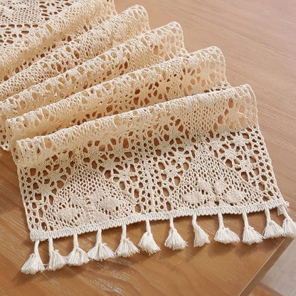 meioro Crochet Lace Table Runner, 12x48 Inch Boho Cotton Table Runners - Image 4