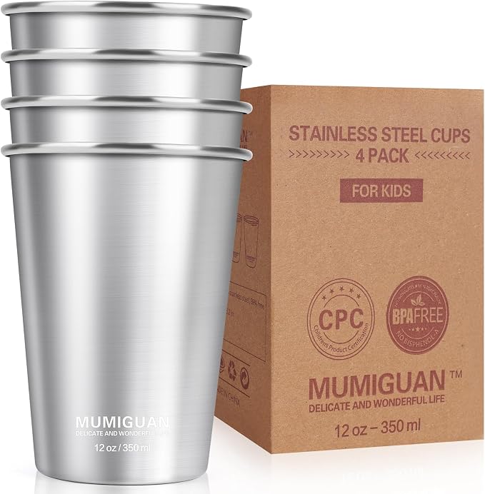 Stainless Steel Cups for Kids 12oz/350ml, Stainless Steel Tumbler | Kids Cups by MUMIGUAN