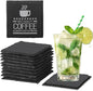 12 PCS Slate Coasters Black Square 4 Inch Bulk Rock, Blank Laser Engraving, Scratch Resistant Bottom, Home Office Kitchen Gift Wedding Bar Party Square Coasters