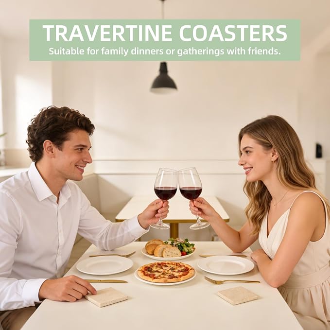 4pcs 4" Travertine Marble Coasters - Image 5