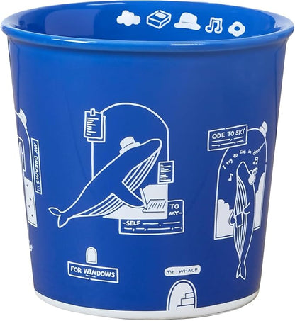 Jottings Retro Blue Handleless Ceramic Mug, Unique & Original Design Coffee Tea by Jottings