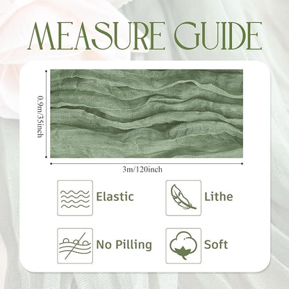 Cheesecloth Table Runner Sage Green 10FT Boho Gauze Table Runners | 120 Inch - Image 2