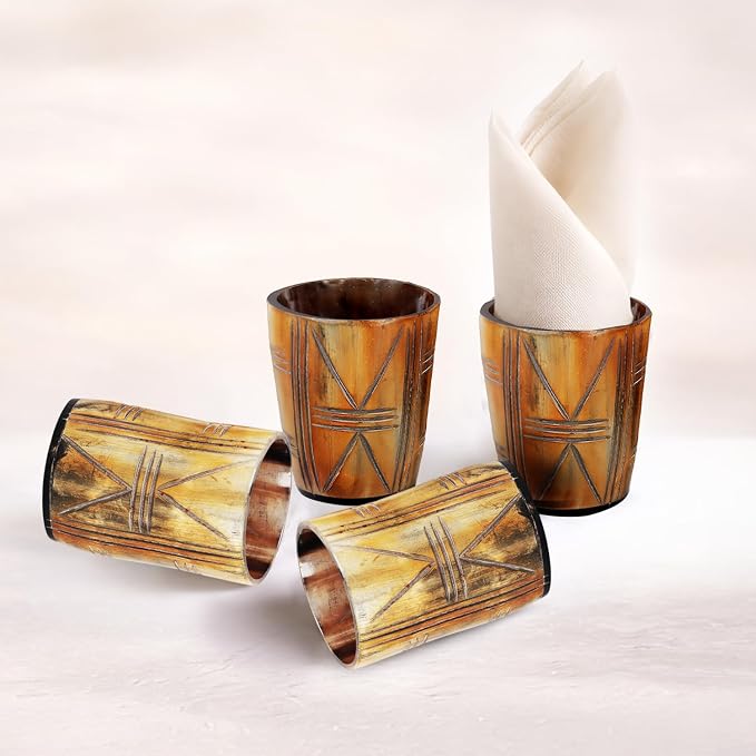 Handicrafts Home Viking Horn Shot Glasses Set of 4, Handmade Natural Ox Horn - Image 3