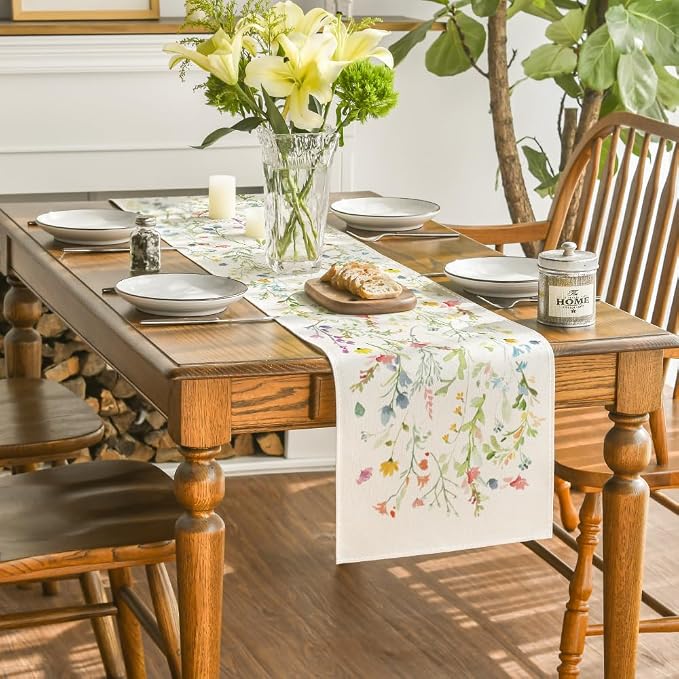 Artoid Mode Wildflowers Bloom Flowers Spring Table Runner, Seasonal Summer - Image 4