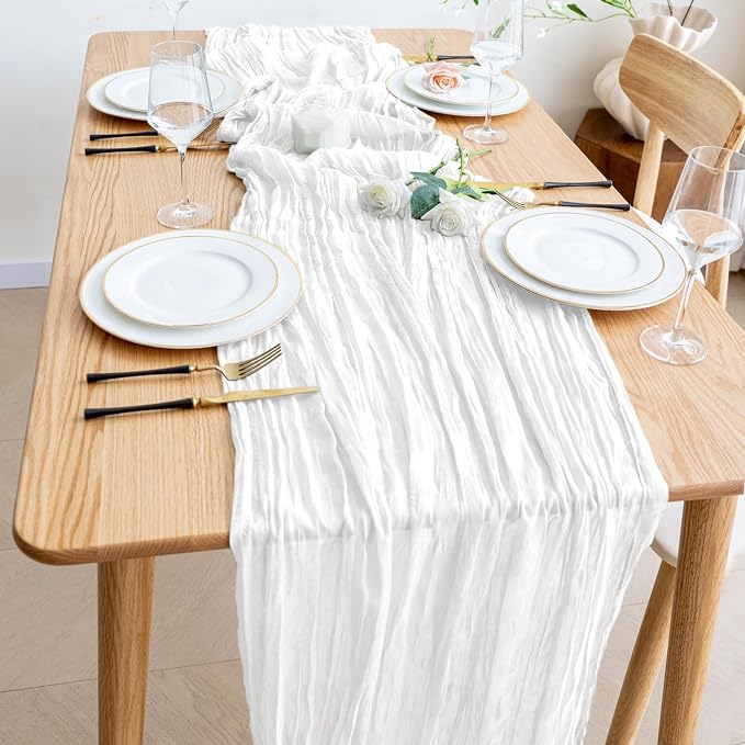 Cheesecloth Table Runner Ivory 10FT Boho Gauze Runner, 12 Pack | 120 Inch - Image 6