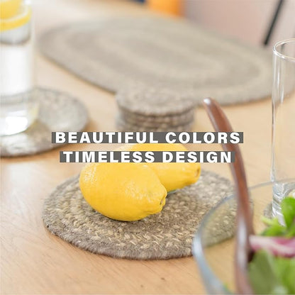 Homespice Grey Cloud Jute Braided Oval Placemats, Warm Farmhouse Decor, Set of 6, 13x19 Grey Table Mats - Vibrant Colors, Durable, Easy to Clean and Protects Furniture