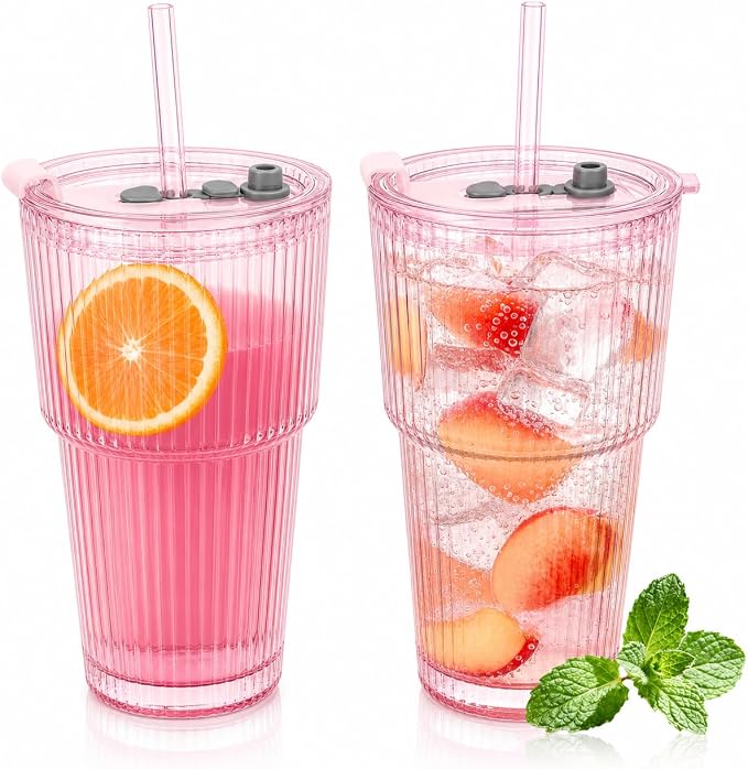 20oz Iced Coffee Cups with Lids by AiMQnLe