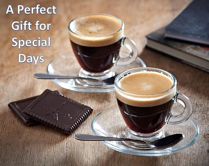 BOHEM'S Espresso Cups, 3.2 oz Small Demitasse Clear Glass Espresso Drinkware - Image 4