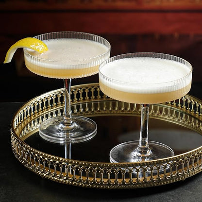 Coupe Glasses | Set of 4 | 7oz Premium Crystal Cocktail Glassware for Champagne, Martini, Cosmopolitan & More | Elegant Stemmed Glasses in Gift Box